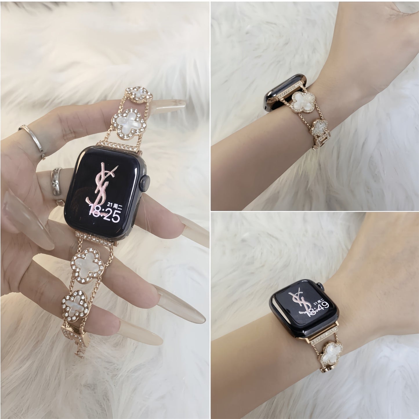 Diamond Clover Metal Strap